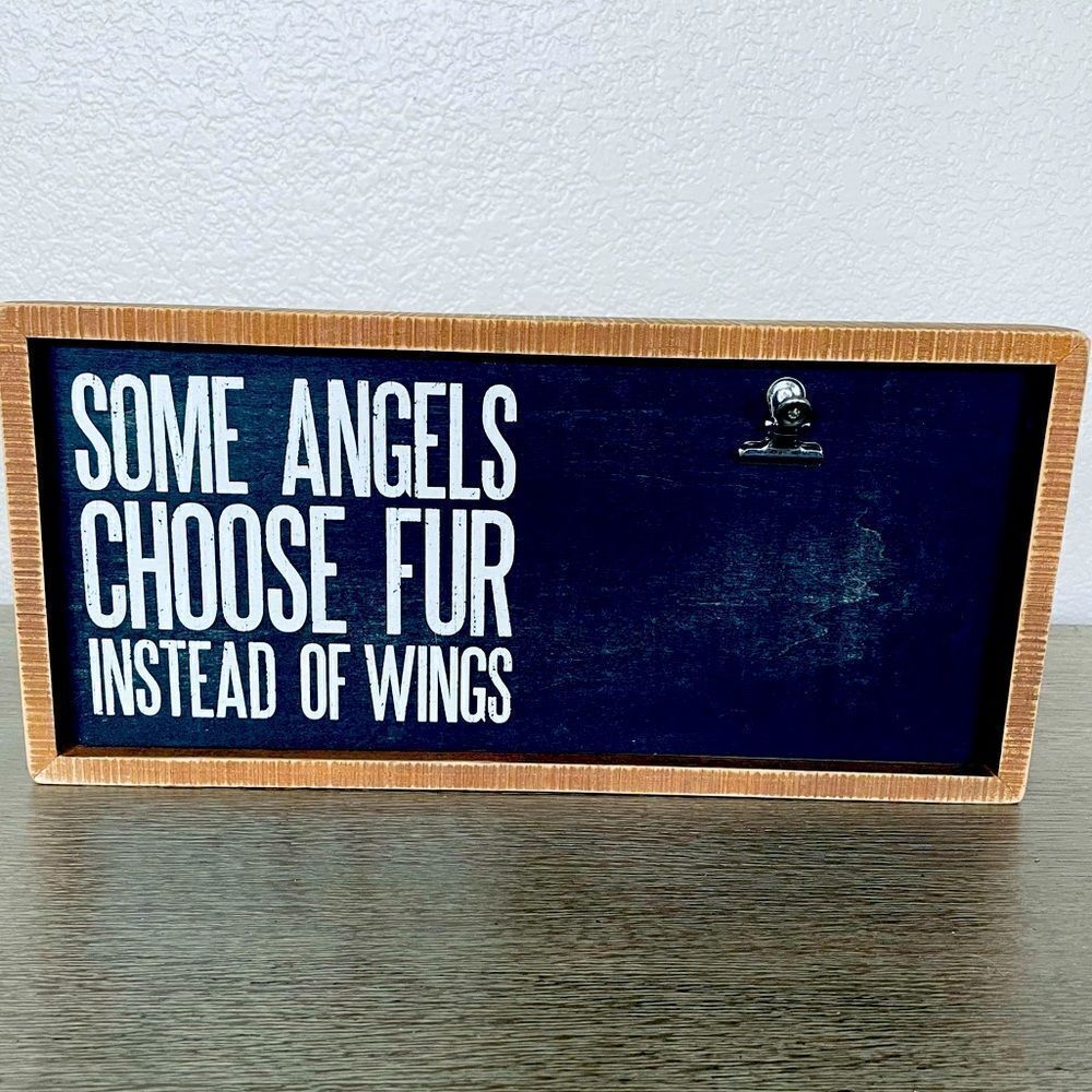 NWOT Angel Dog Cat Picture Frame Clip Rustic Decor